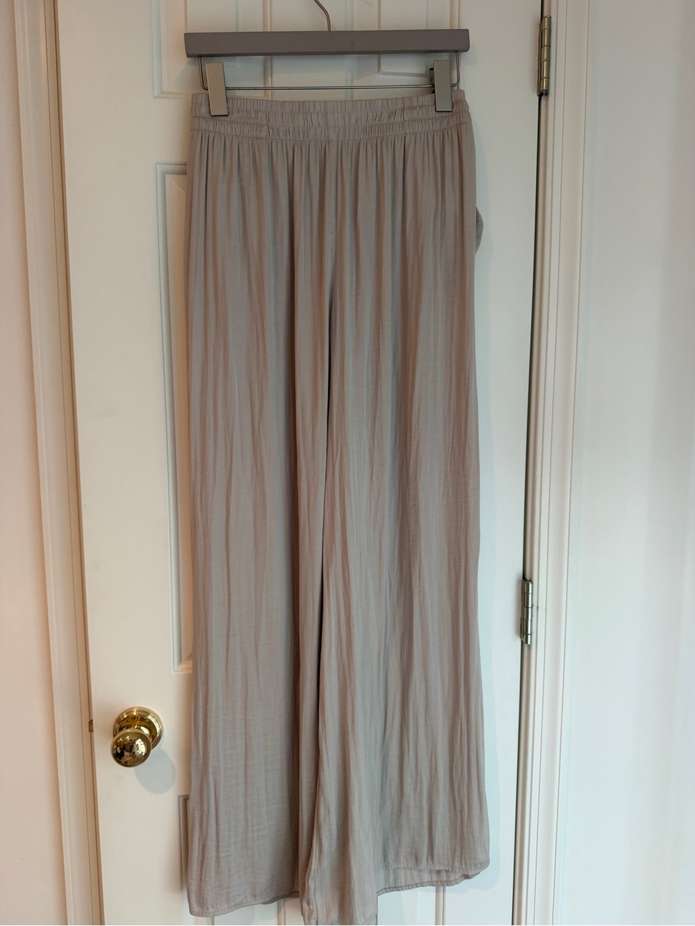 ZARA Relaxed Light Cream Wide Leg Palazzo Pants